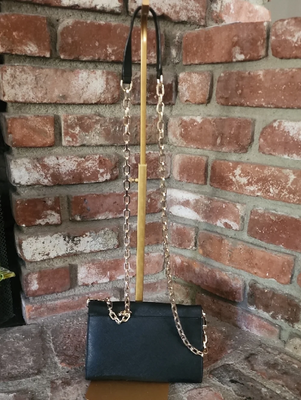 Tory Burch Black Leather Chain Shoulder Bag Gold Hardware Crossbody Convertible